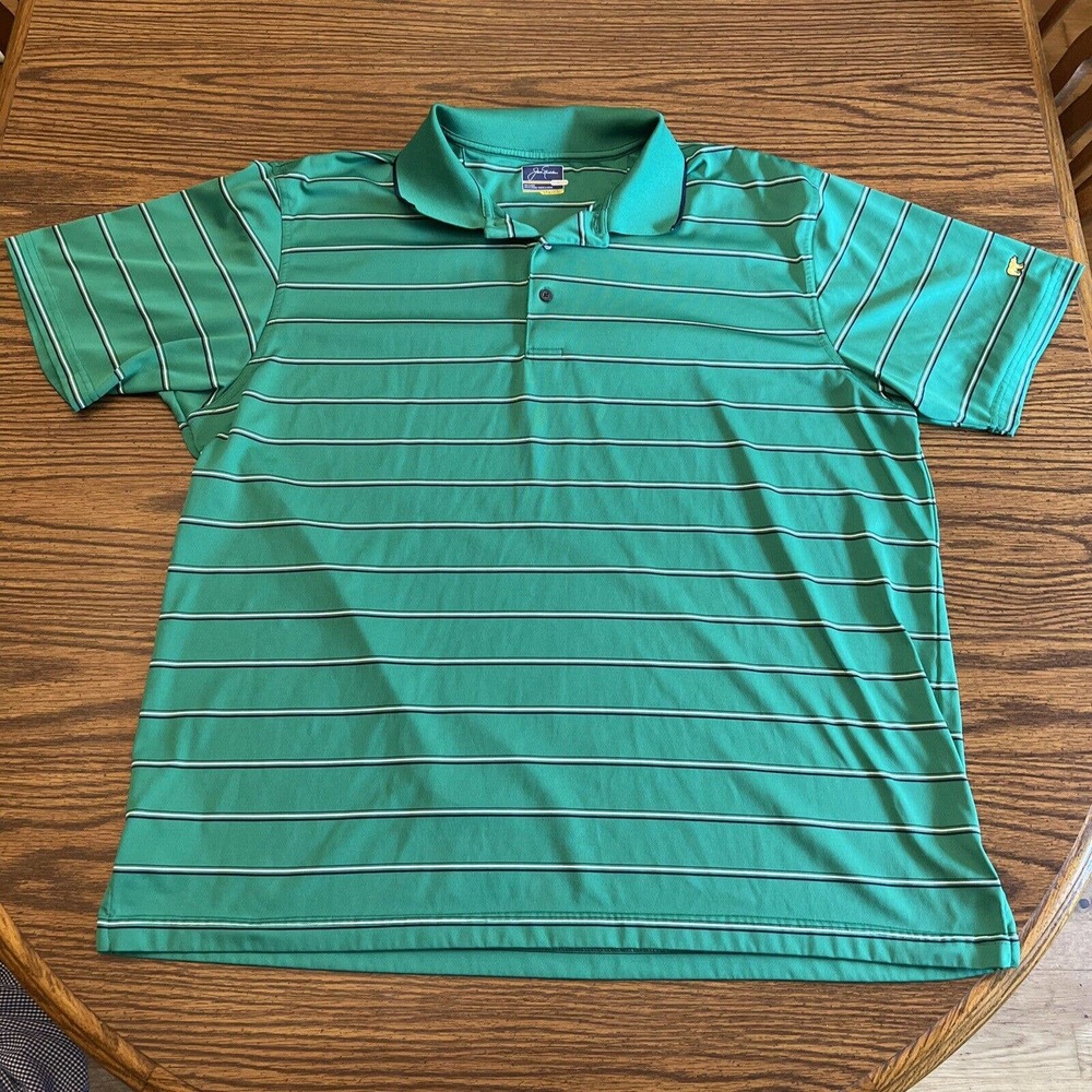 Jack Nicklaus Golf Polo Medium Golden Bear Green Stripe Staydri